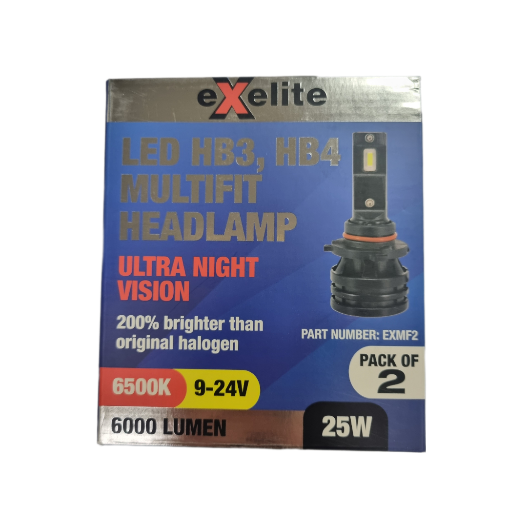 Exelite Multifit LED Headlamp Globes (HB3, HB4) - Pack of 2