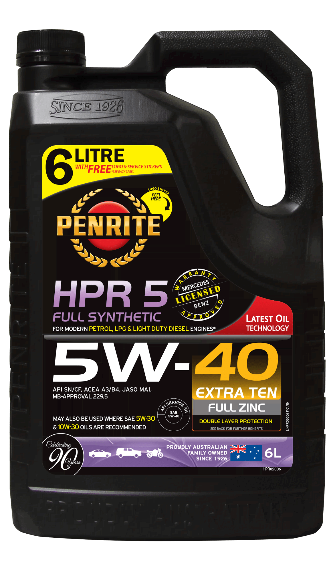 Penrite HPR5 5W40 Engine Oil - 6 Litre