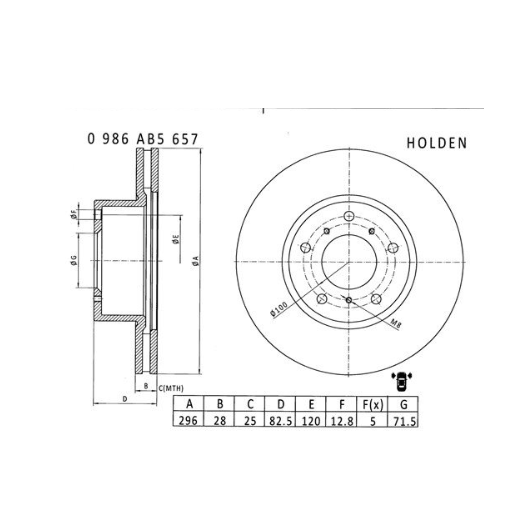 Bosch Brake Disc (Front) - PBR040 [Fits Holden Commodore VT-VZ. 296mm]