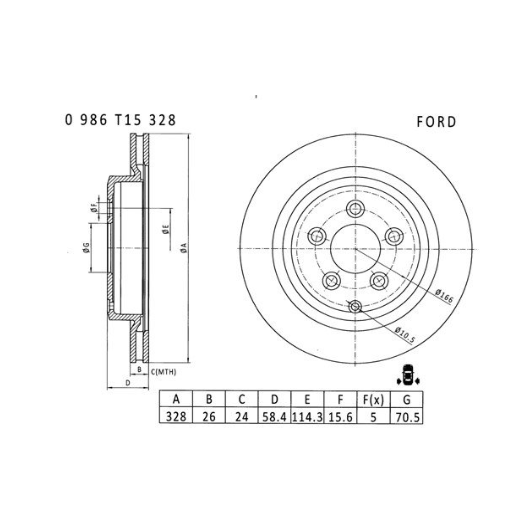 Bosch Brake Disc (Rear) - PBR2108 [Fits Ford Falcon BA, BF, Territory. 328mm]