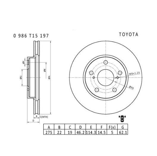 Bosch Brake Disc - PBR2742 [Fits Toyota Corolla. 275mm]