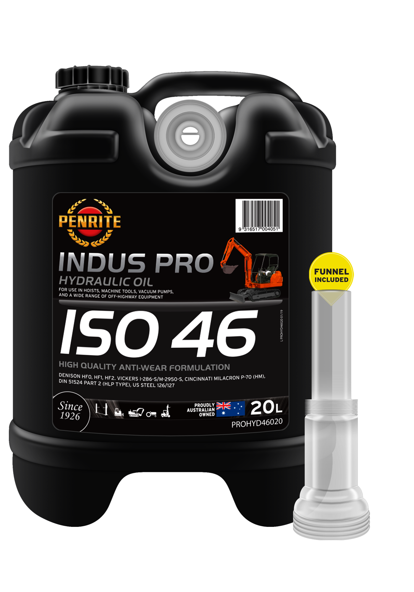 Penrite Indus Pro Hydraulic Oil ISO 46 - 20 Litre