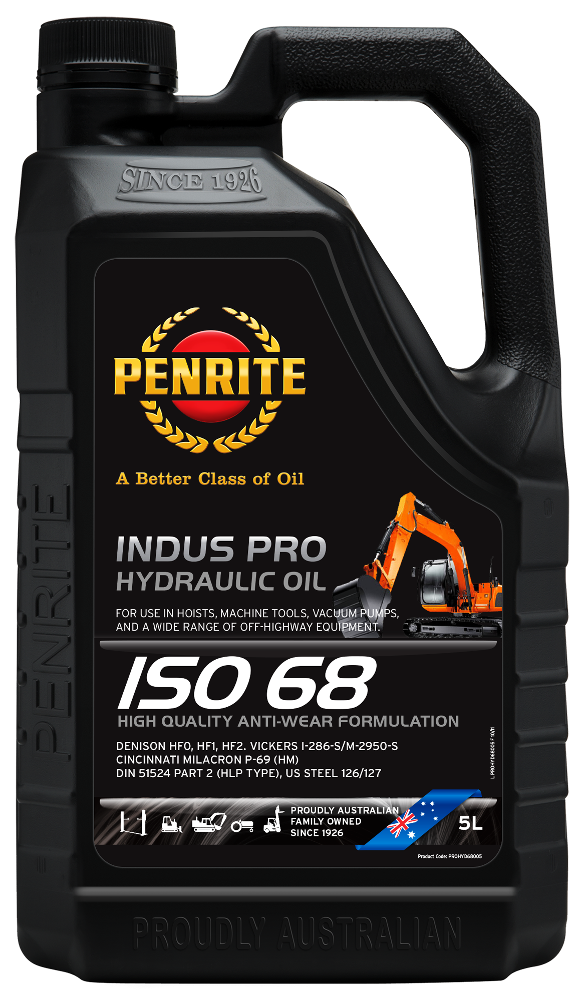 Penrite Indus Pro Hydraulic Oil ISO 68 - 5 Litre