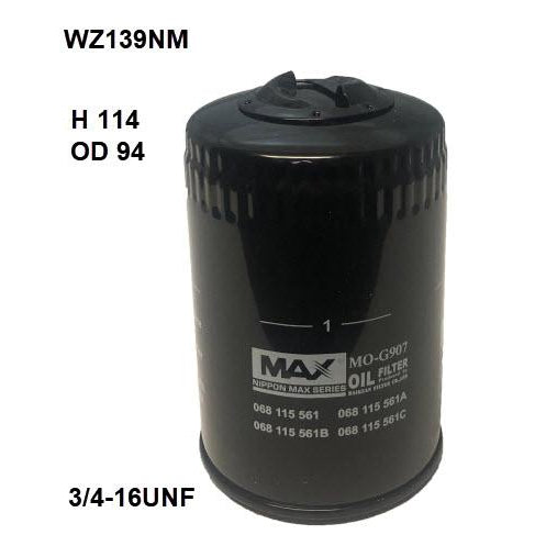 Wesfil Oil Filter - WZ139NM (Z139)