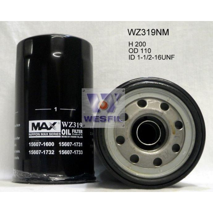 Wesfil Oil Filter - WZ319NM (Z319)