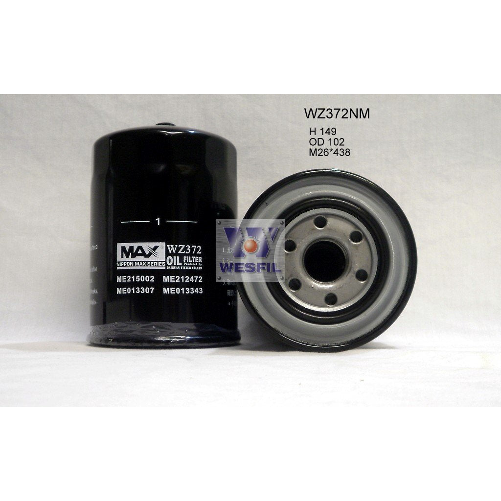 Wesfil Oil Filter - WZ372NM (Z372)