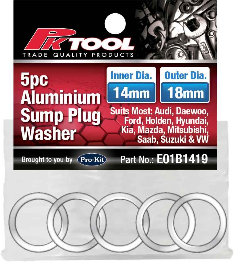 Aluminium Sump Plug Washer - 5 Piece [14mm ID 19mm OD]