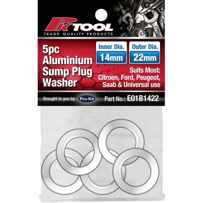 Aluminium Sump Plug Washer - [5 Piece 14mm ID 22mm OD]