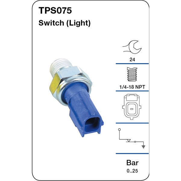 Tridon Oil Pressure Switch (Light) - Ford Escape, Fiesta, Focus, Mondeo, Mazda 3, 6 - TPS075